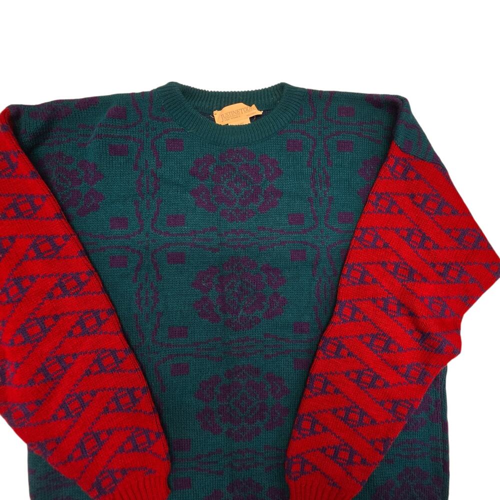 80s/90s Vintage Justine Todd Vintage Multicolor Pullover Sweater Plus Size 1X - Picture 2 of 8